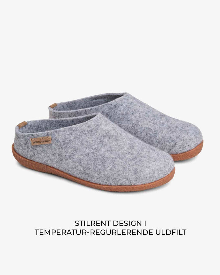 Felted slippers with rubber sole - Light grey: 40