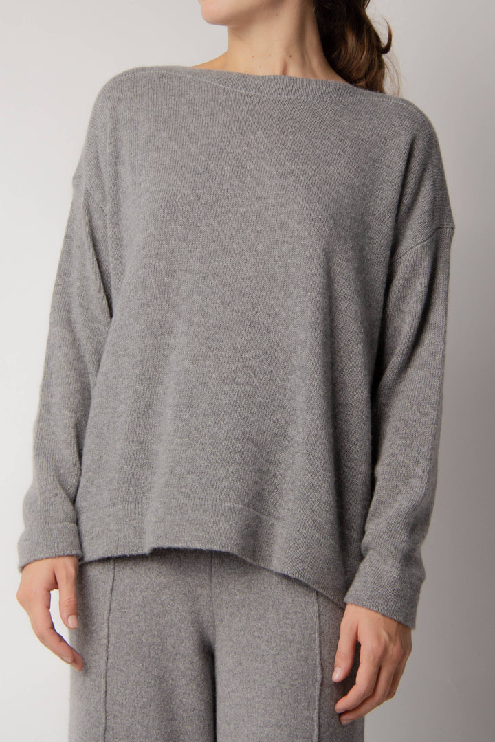 Cashmere Mix Boat Neck Sweater: S / Caramel