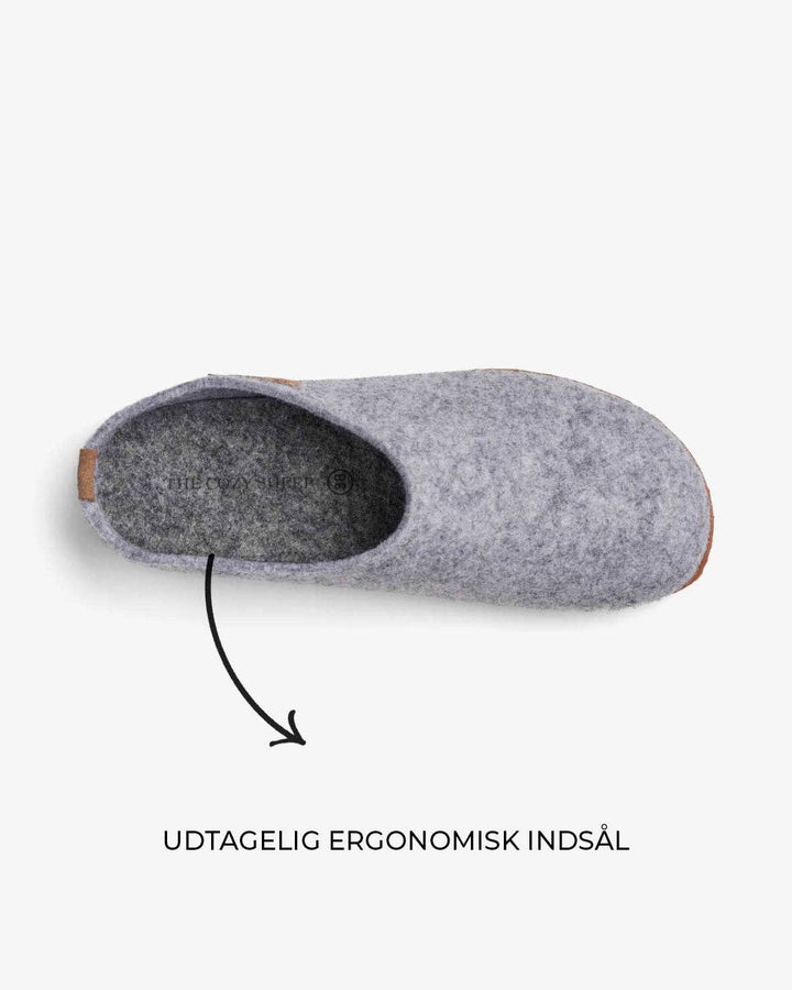 Felted slippers with rubber sole - Light grey: 38