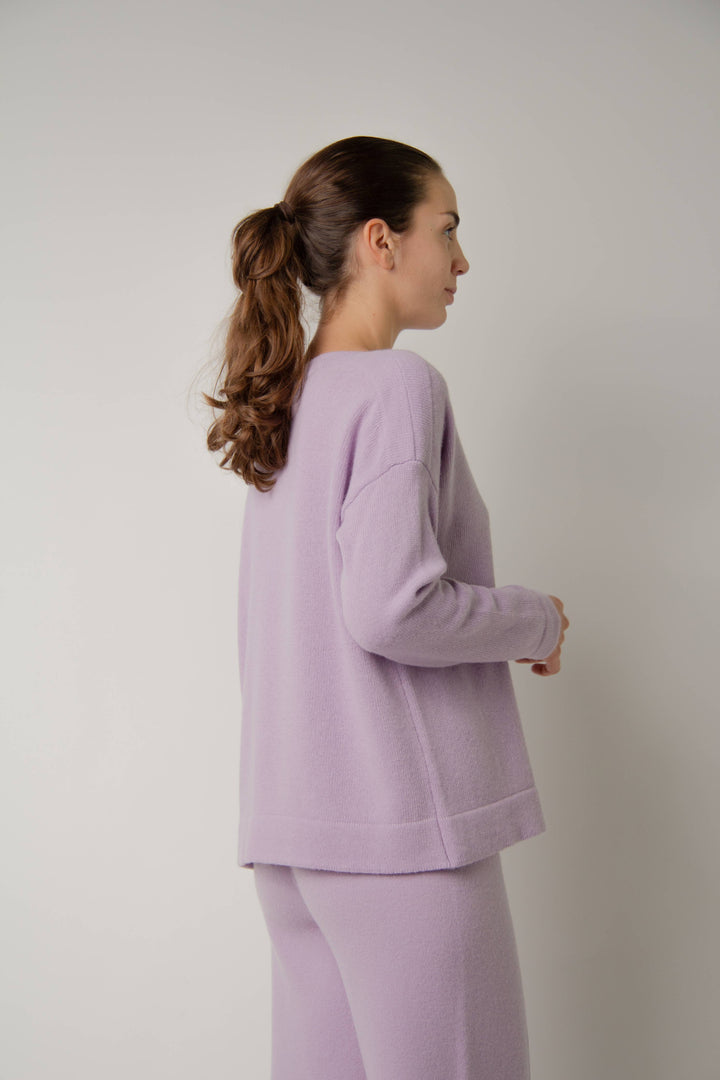 Cashmere Mix Boat Neck Sweater: S / Chestnut