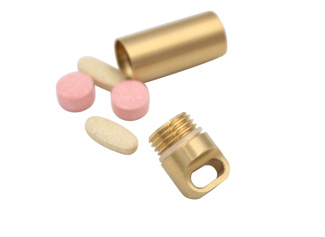 CNC 304 Brass Pill Holder Keychain: Large