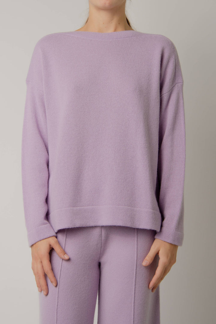 Cashmere Mix Boat Neck Sweater: S / Chestnut