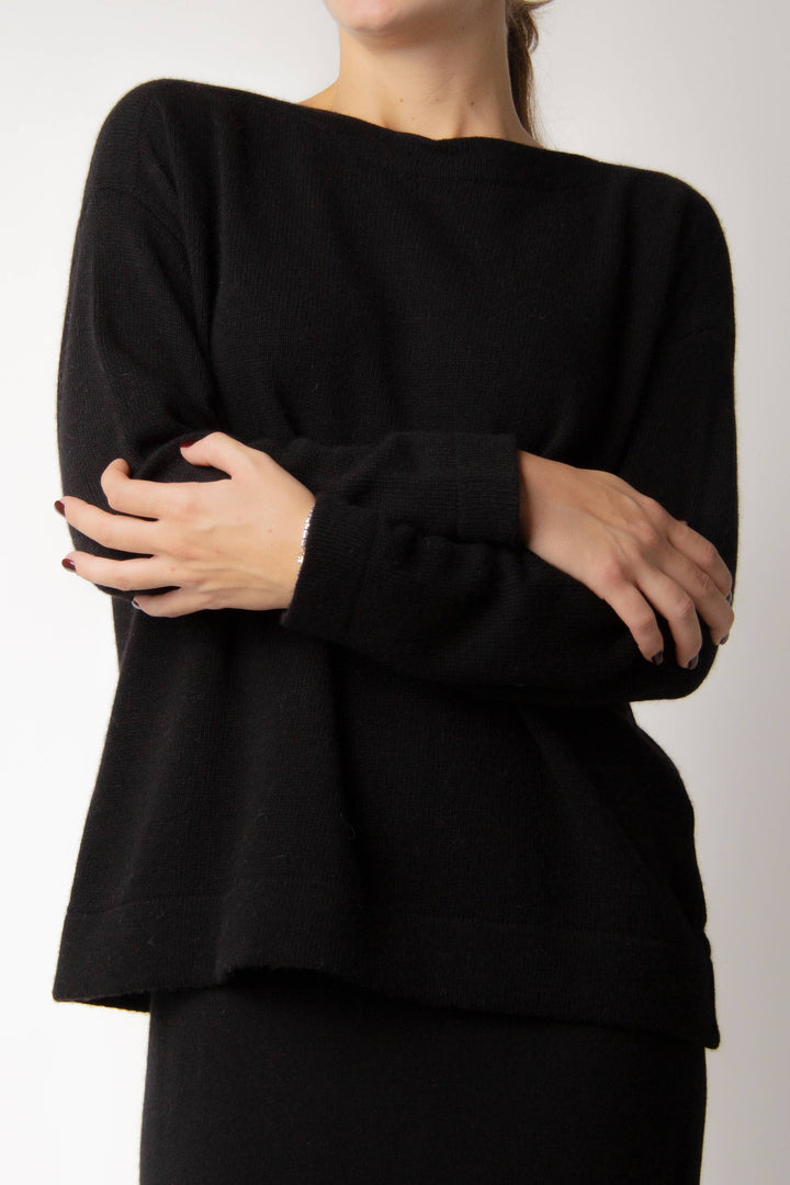 Cashmere Mix Boat Neck Sweater: S / Chestnut