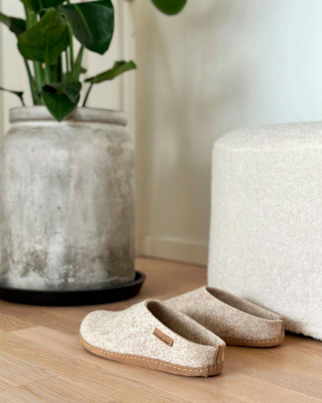 Felted Wool Slippers with Leather Sole