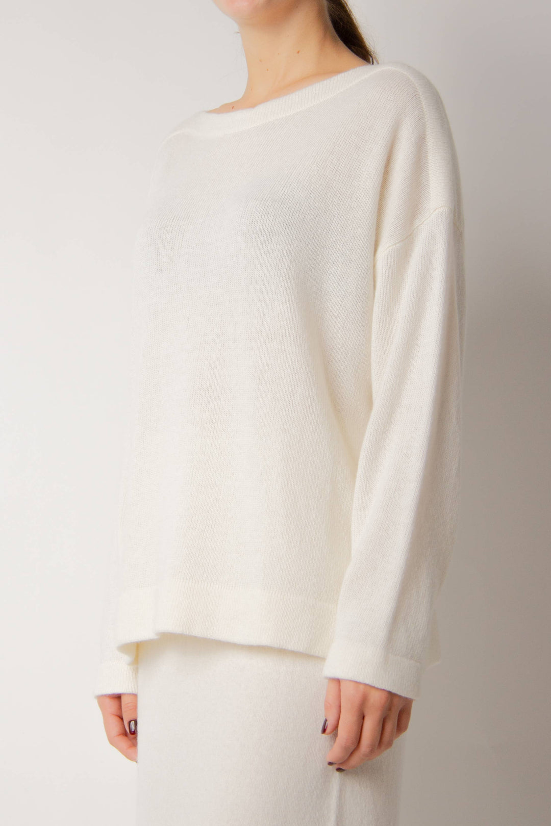 Cashmere Mix Boat Neck Sweater: S / Chestnut