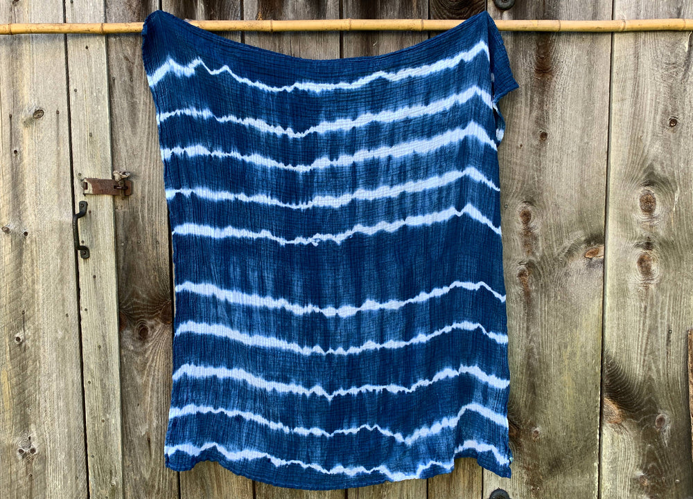 Organic Indigo Muslin Everything Scarf fiber + mud Solstice Holiday Pop Up