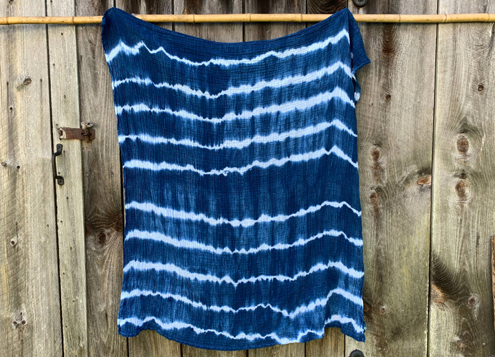 Organic Indigo Muslin Everything Scarf fiber + mud Solstice Holiday Pop Up