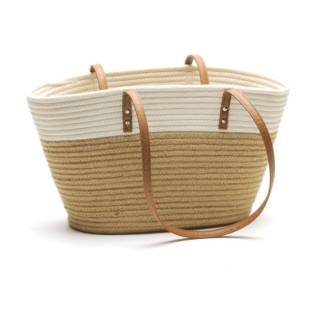 JUTE AND WHITE MARKET BAG