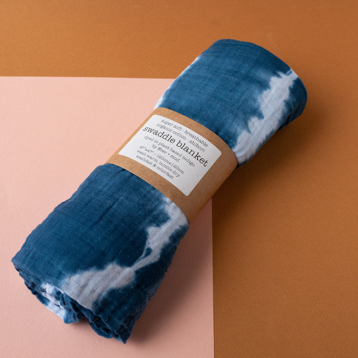 Organic Indigo Muslin Everything Scarf fiber + mud Solstice Holiday Pop Up
