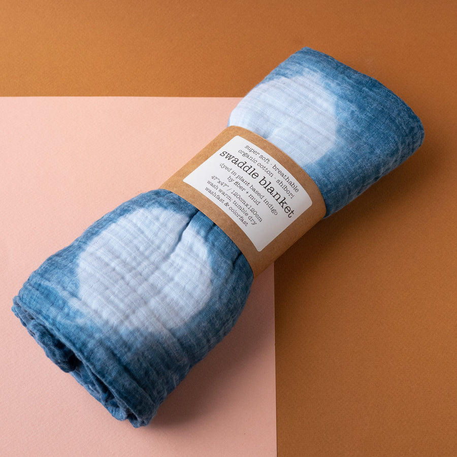 Organic Indigo Muslin Everything Scarf fiber + mud Solstice Holiday Pop Up