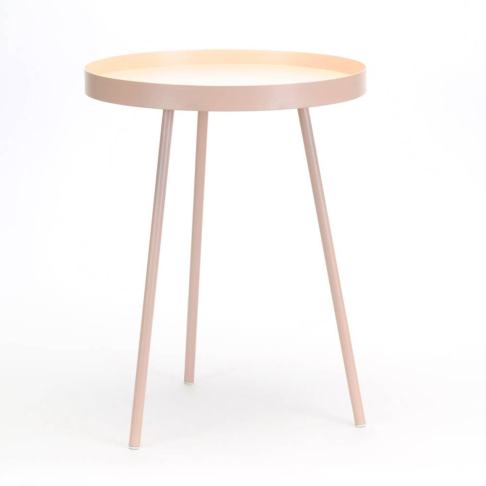 ROUND METAL PINK SIDE TABLE