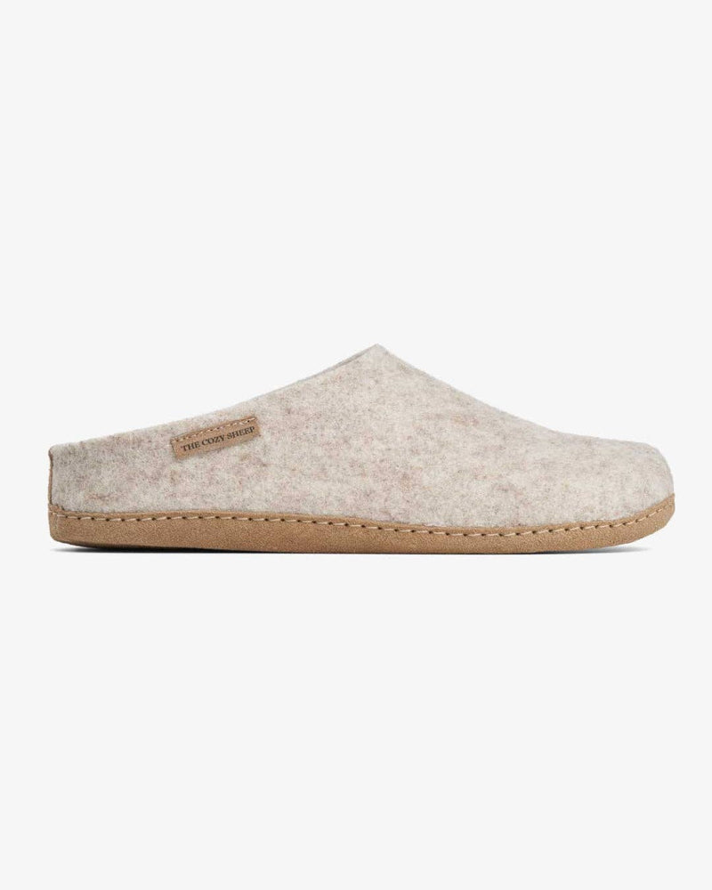 Felted slippers with leather sole — Beige: 42