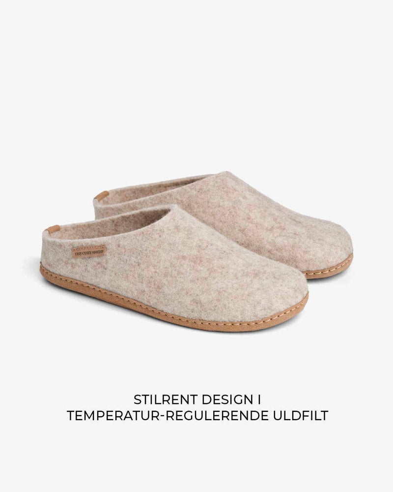 Felted slippers with leather sole — Beige: 42