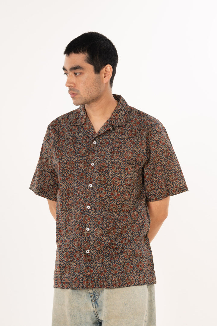 Hand Printed 'The Don' Camp Collar Shirt in Barmer Abstract Print