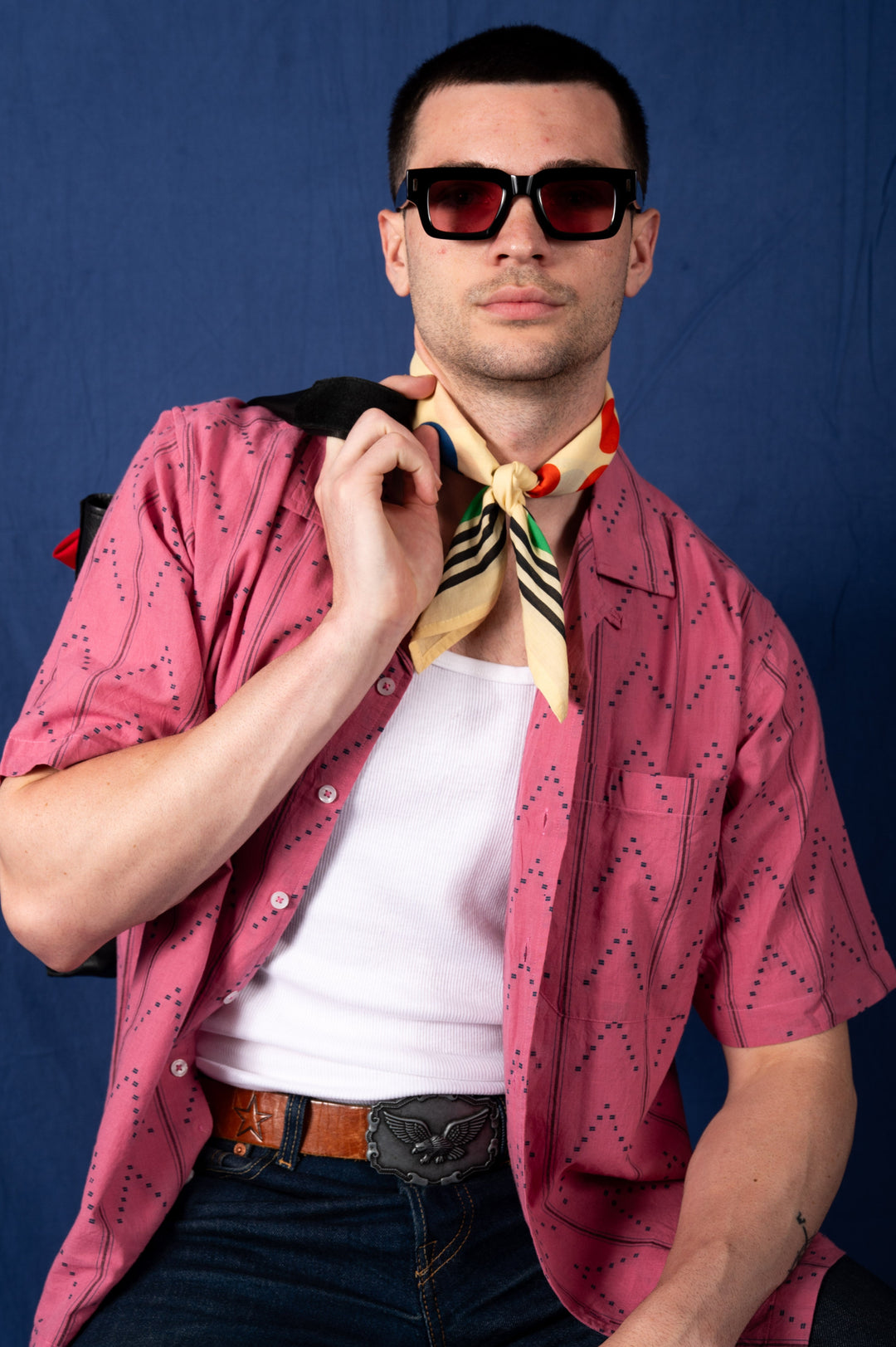 Archie Bandana No. 4 - Beige with Contrasting Dots Art Print