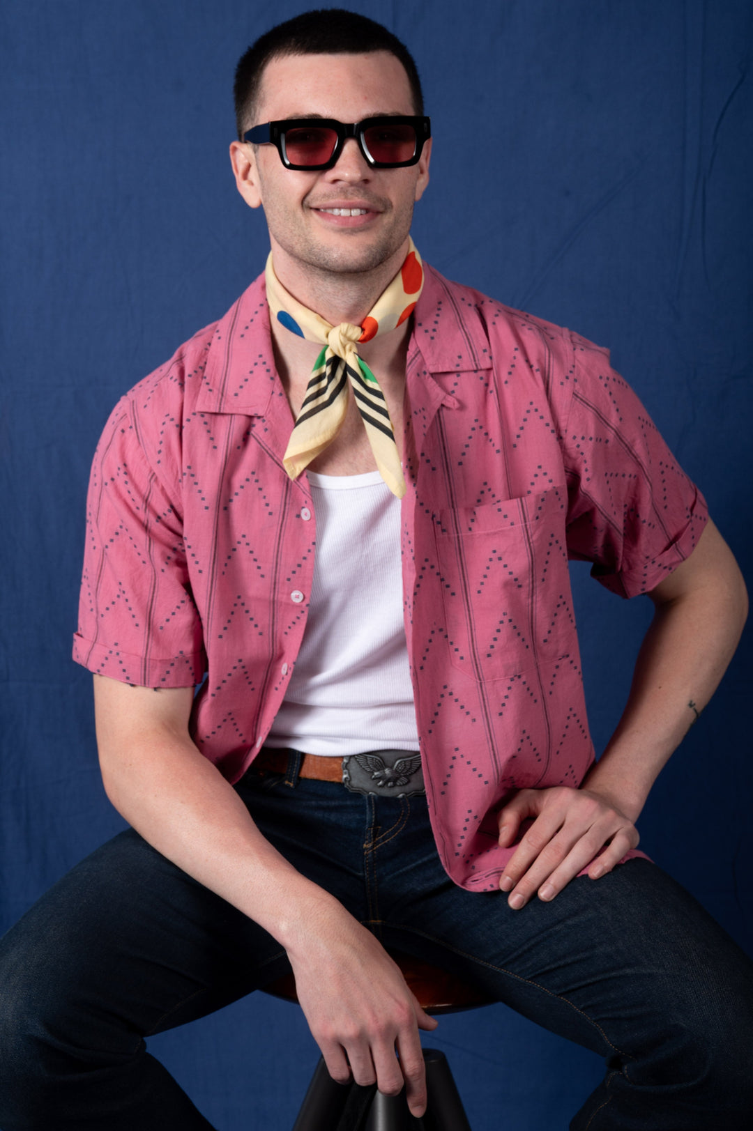 Archie Bandana No. 4 - Beige with Contrasting Dots Art Print