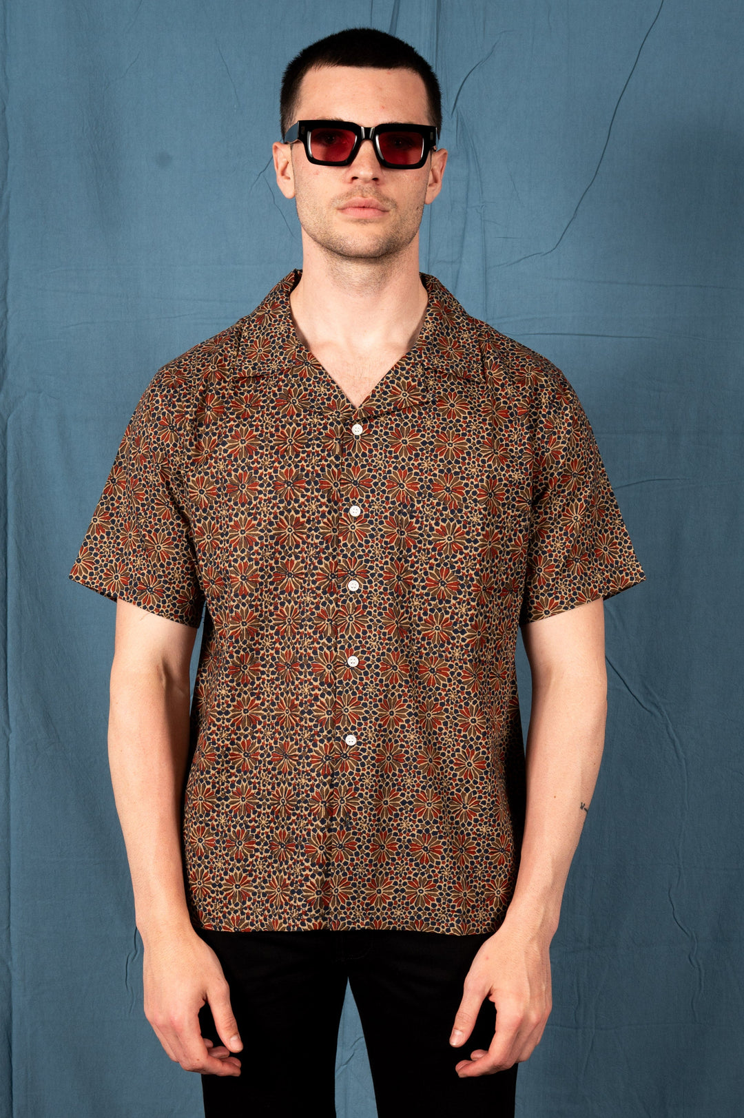 Hand Printed 'The Don' Camp Collar Shirt in Barmer Abstract Print
