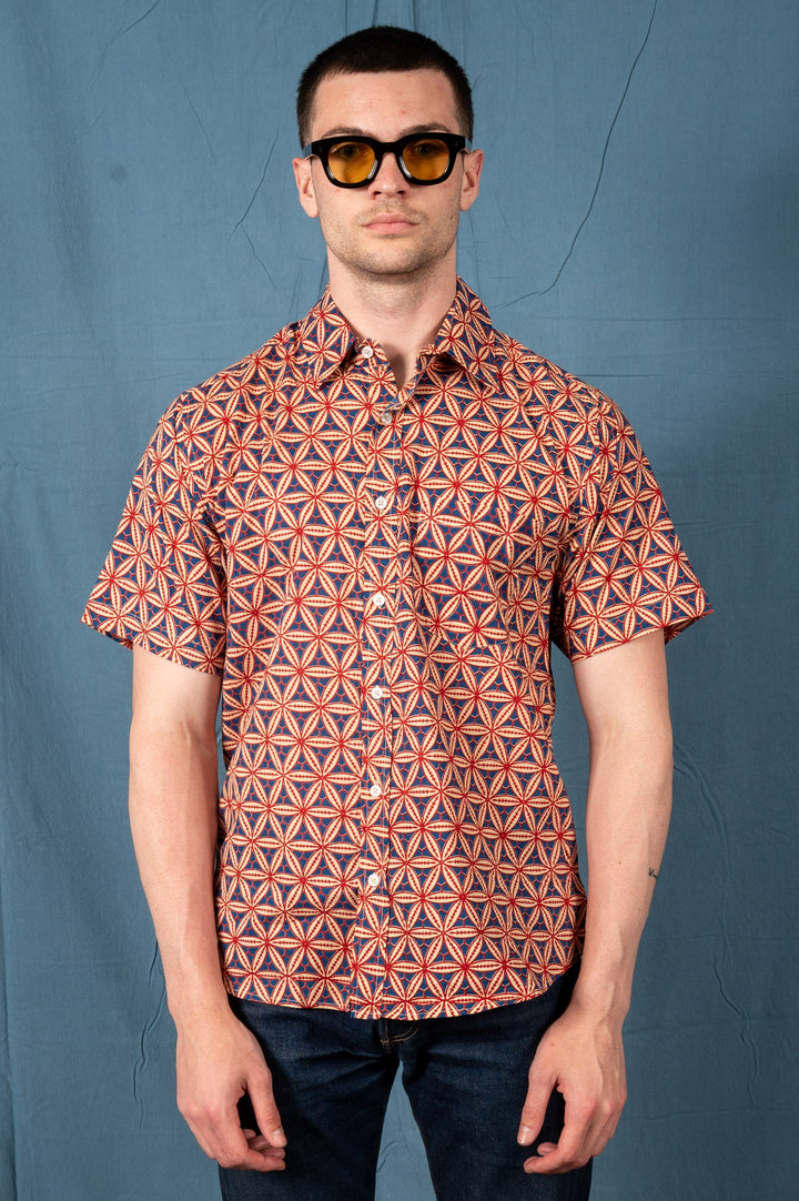 Hand Block Printed 'The Folk' Shirt in Baseball Print