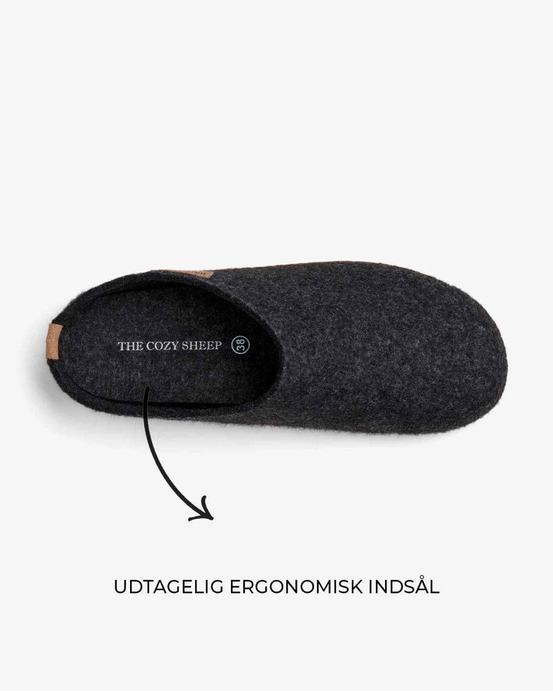 Felted slippers with leather sole — Dark grey: 46