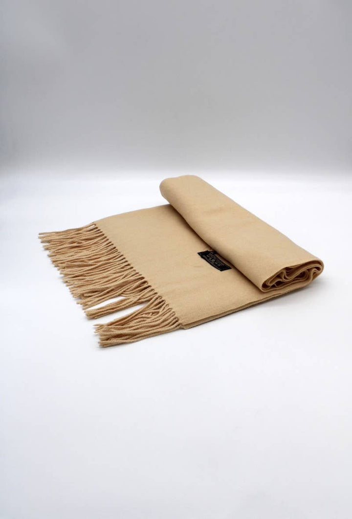 Large Plain Cashmere Sensation Scarf: Camel