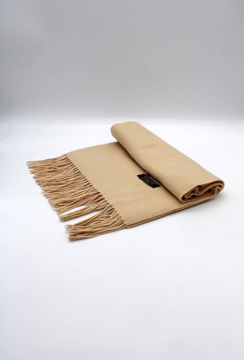 Large Plain Cashmere Sensation Scarf: Custard