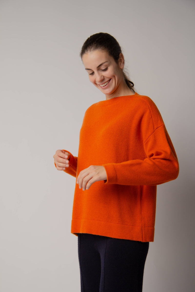 Cashmere Mix Boat Neck Sweater: S / Caramel