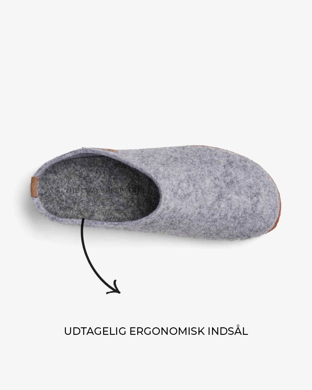 Felted slippers with rubber sole - Light grey: 40