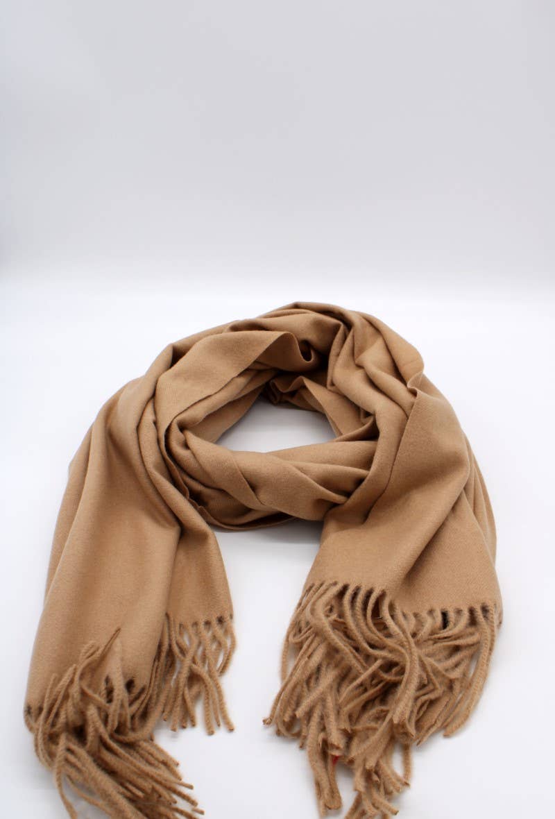 Large Plain Cashmere Sensation Scarf: Camel