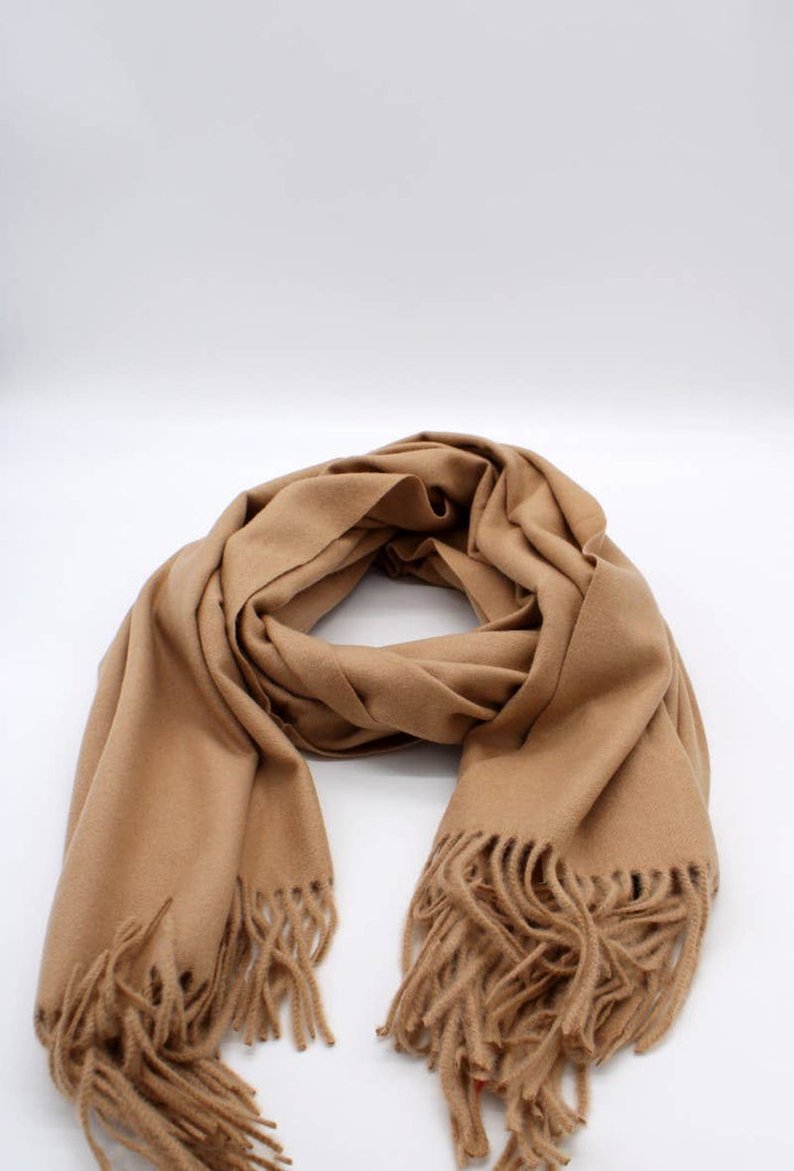 Large Plain Cashmere Sensation Scarf: Camel