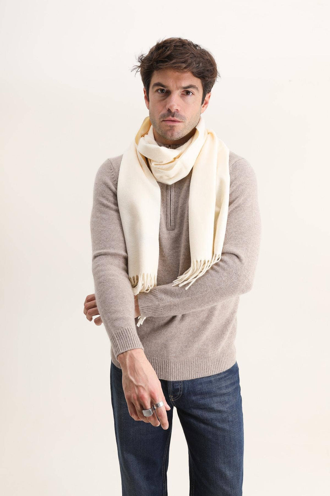 Large Plain Cashmere Sensation Scarf: Camel