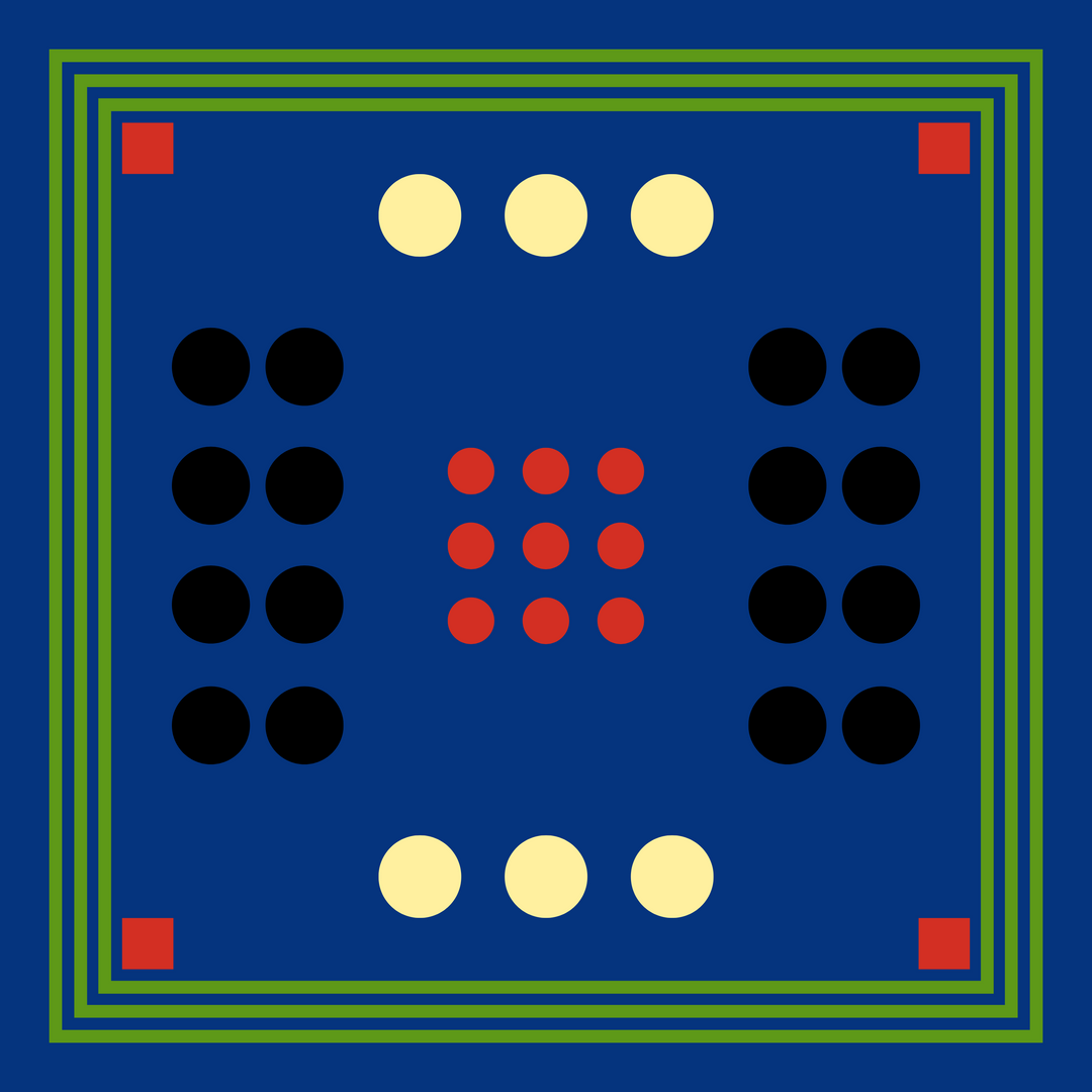 Archie Bandana No. 13 - Blue with Black, Red and Peach Art Print