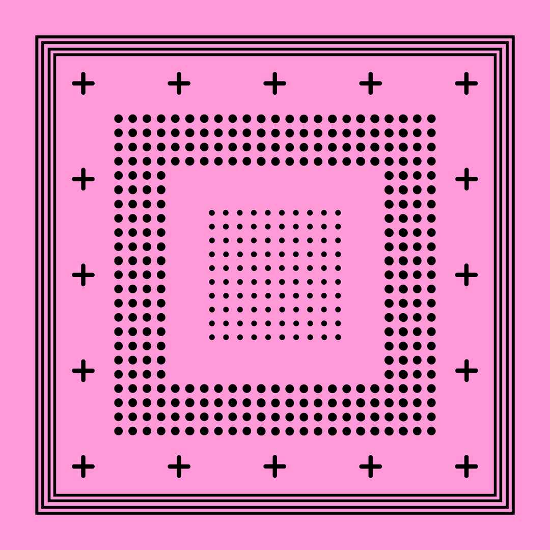 Archie Bandana No. 24 - Dots and Plus Sign on Pink