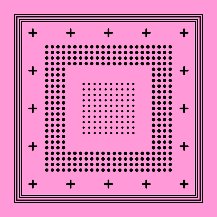 Archie Bandana No. 24 - Dots and Plus Sign on Pink
