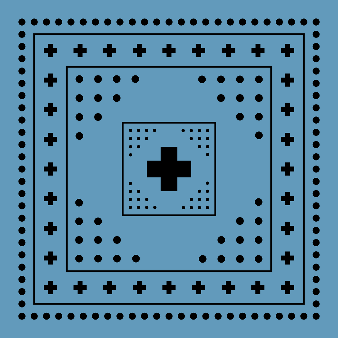 Archie Bandana No. 26 - Dots and Plus Sign on Cerulean Blue