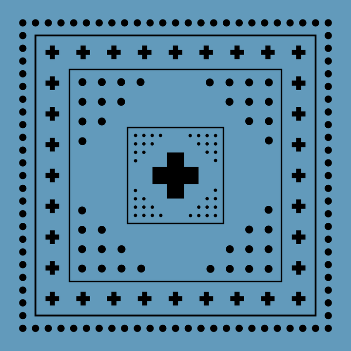 Archie Bandana No. 26 - Dots and Plus Sign on Cerulean Blue