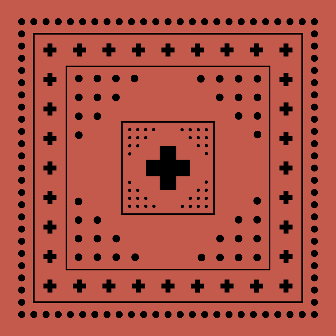 Archie Bandana No. 27 - Dots and Plus Sign on Rust