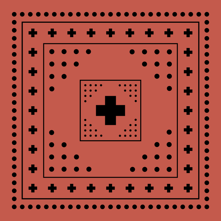 Archie Bandana No. 27 - Dots and Plus Sign on Rust