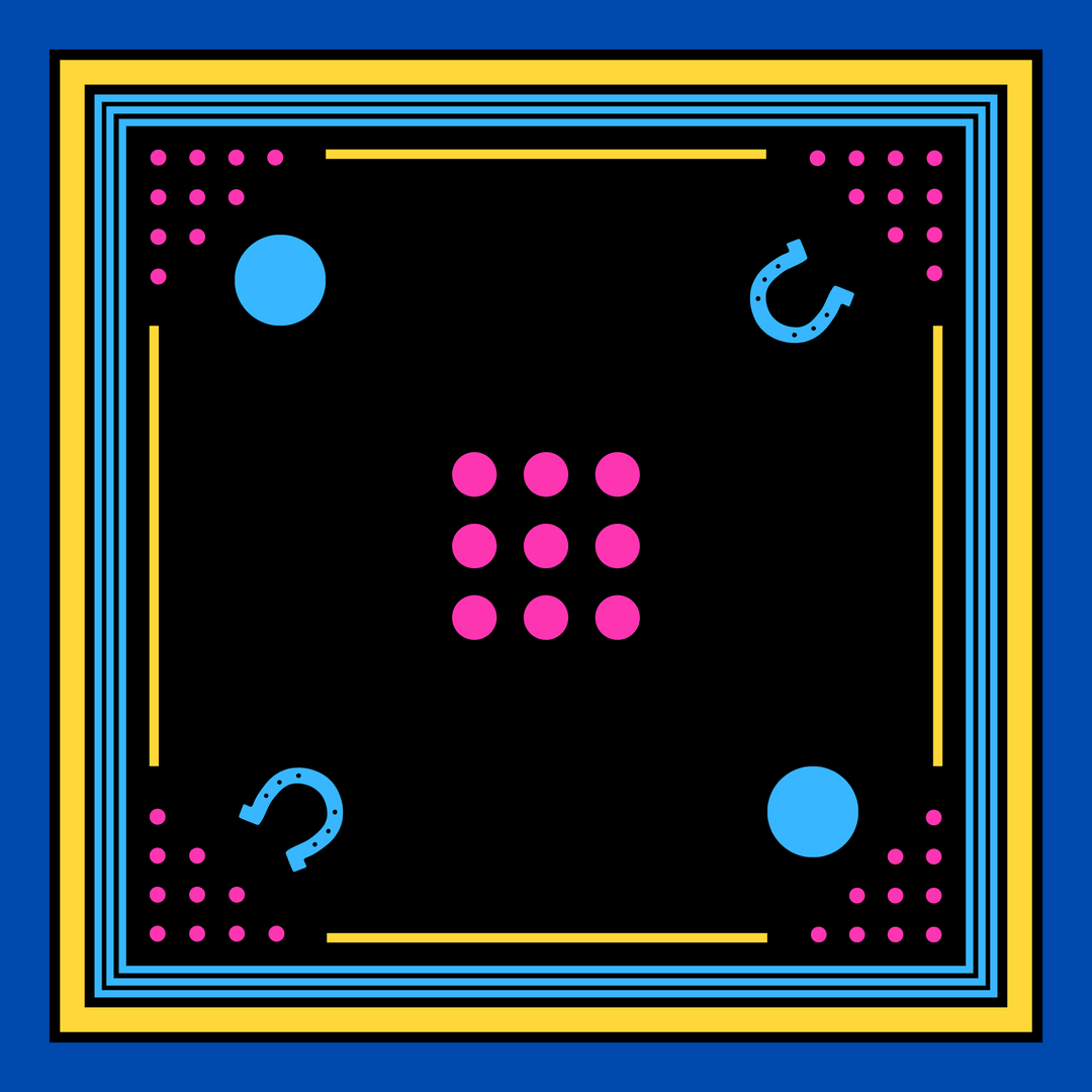 Archie Bandana No. 31 - Blue and Pink Dots and Horseshoe on Black and Blue