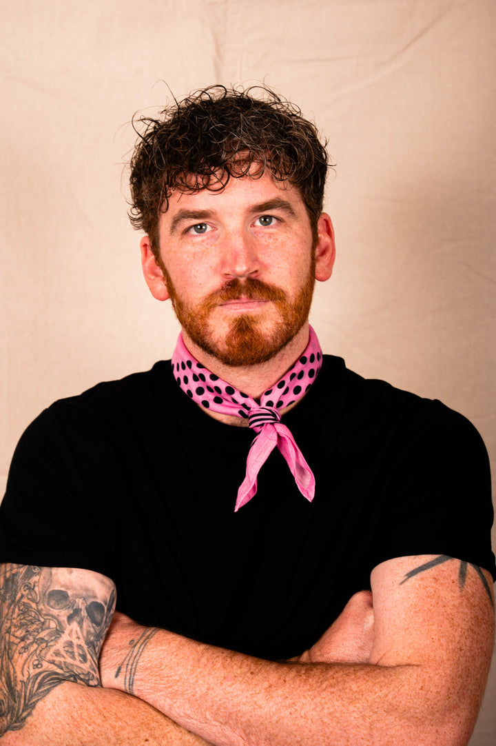 Archie Bandana No. 24 - Dots and Plus Sign on Pink