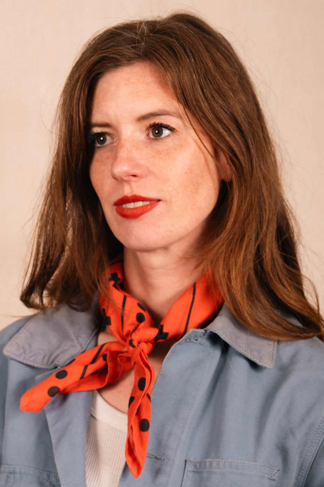 Archie Bandana No. 27 - Dots and Plus Sign on Rust