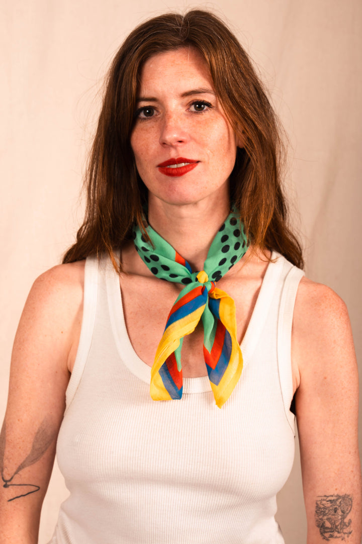 Archie Bandana No. 25 - Dots on Yellow and Neon Green