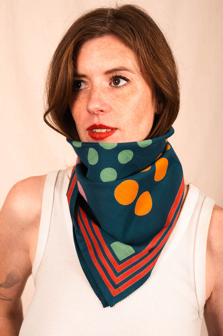 Archie Bandana No. 12 - Gray with Pink, Orange and Neon Art Print