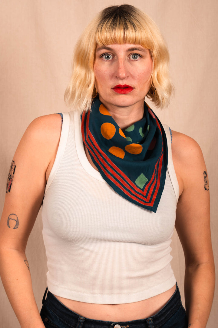 Archie Bandana No. 12 - Gray with Pink, Orange and Neon Art Print