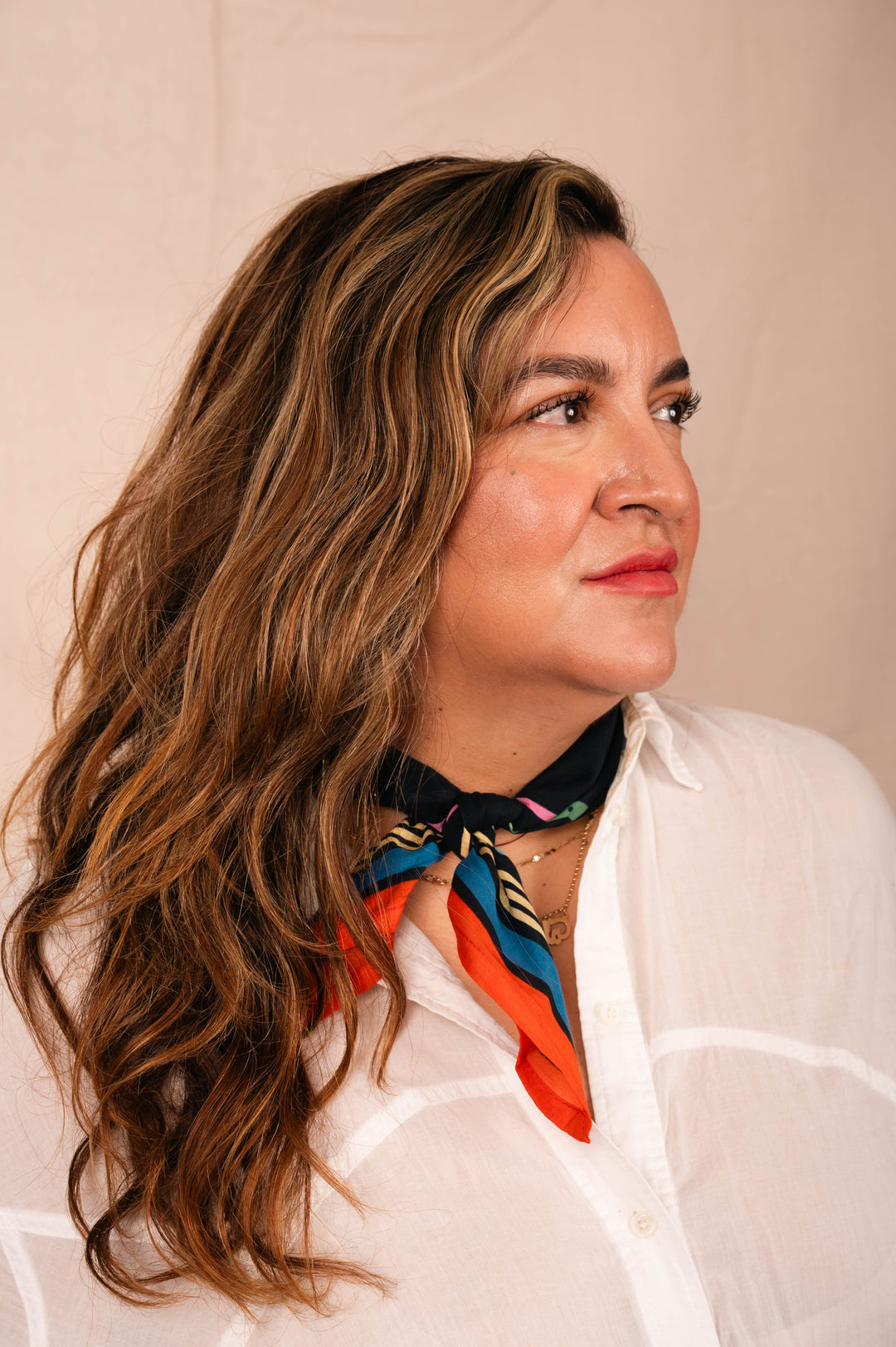 Archie Bandana No. 32 - Red, Yellow, Blue and Green Dots and Horseshoe on Black