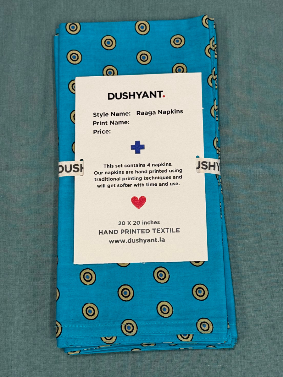 Raaga Napkins - Cobalt Target Print - Hand Printed - Set of 4