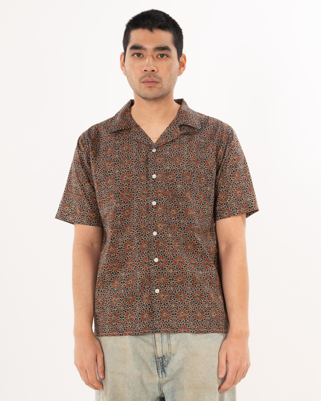 Hand Printed 'The Don' Camp Collar Shirt in Barmer Abstract Print