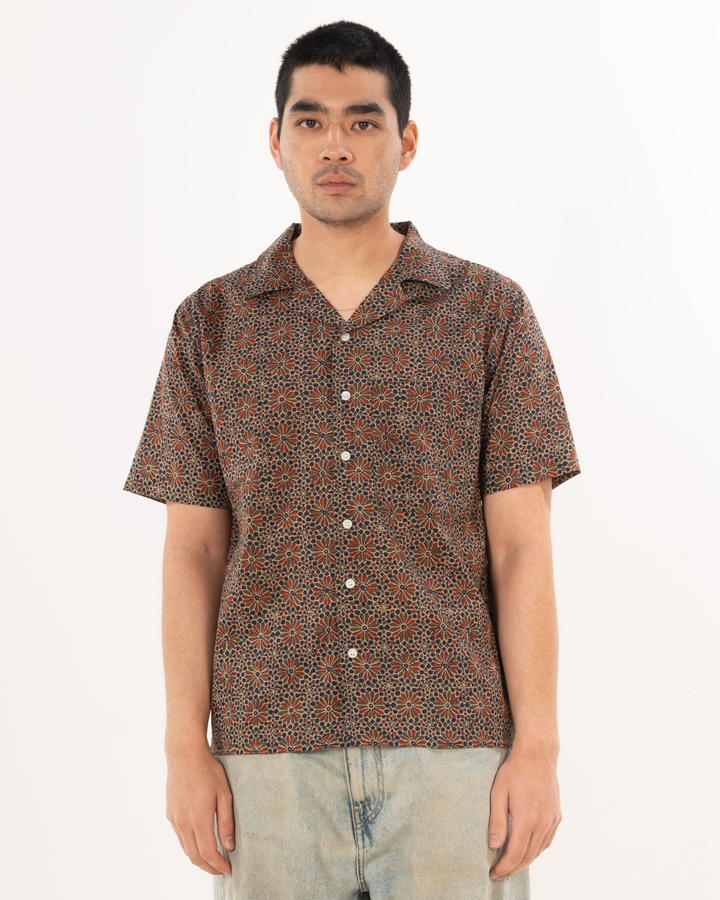 Hand Printed 'The Don' Camp Collar Shirt in Barmer Abstract Print