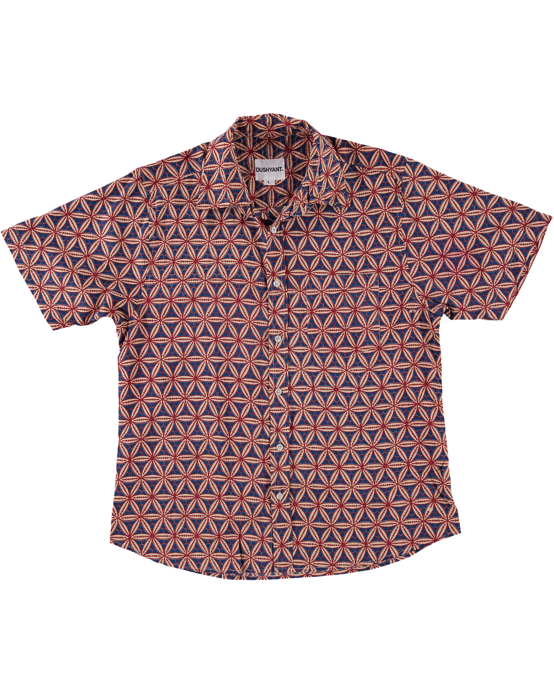 Hand Block Printed 'The Folk' Shirt in Baseball Print