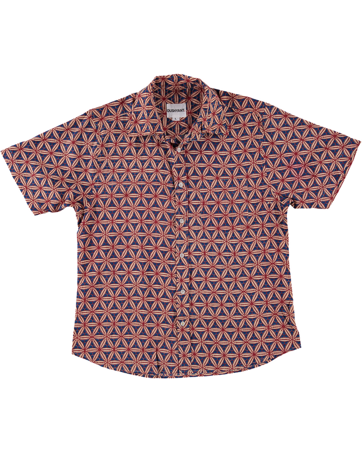 Hand Block Printed 'The Folk' Shirt in Baseball Print