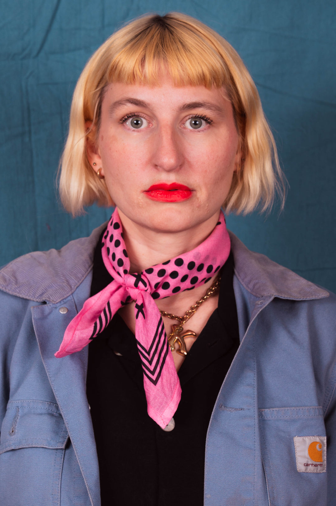 Archie Bandana No. 24 - Dots and Plus Sign on Pink